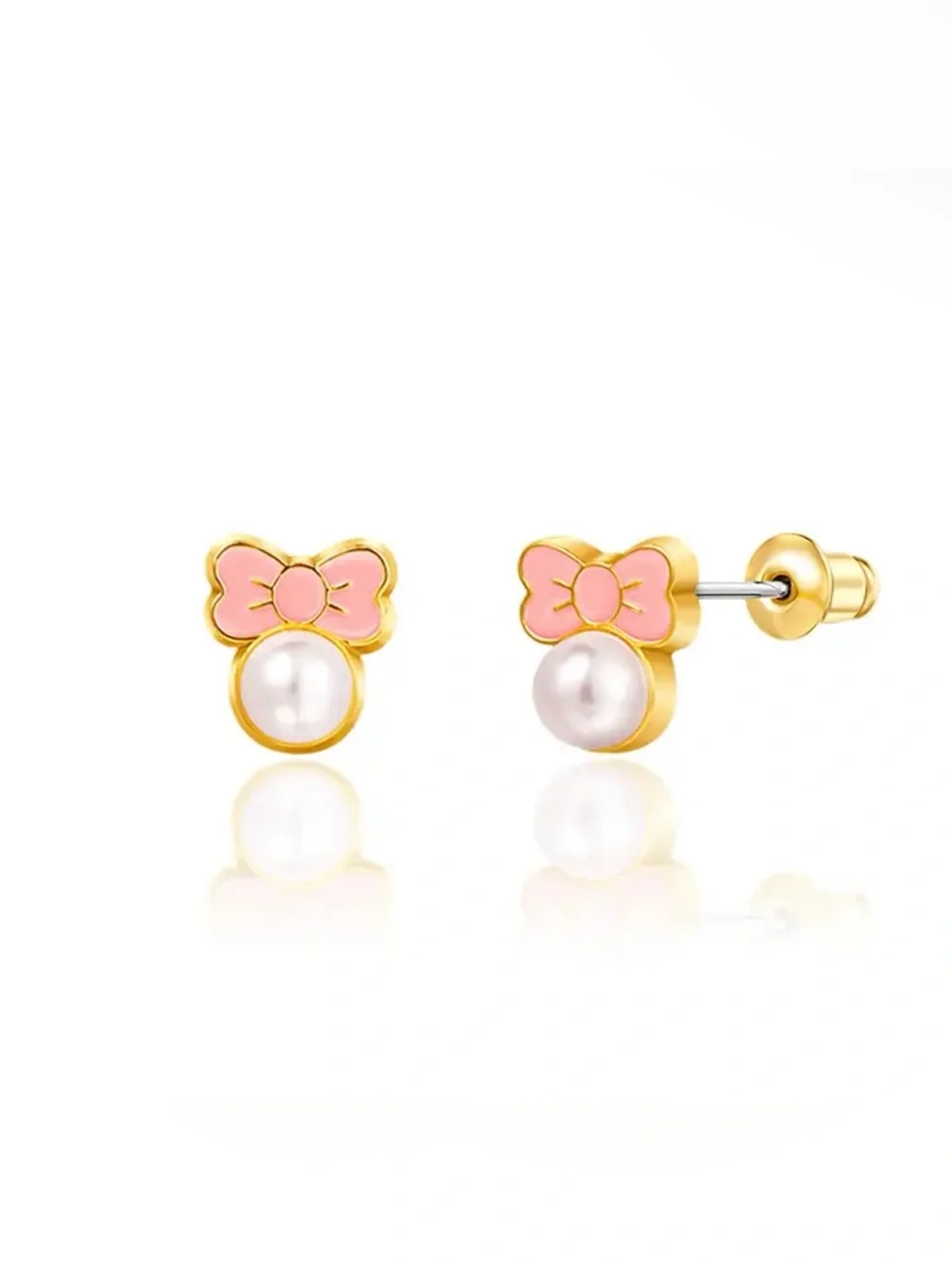 Girl Nation Pink Chic Bow Cutie Stud Earrings hypoallergenic Nickel Free